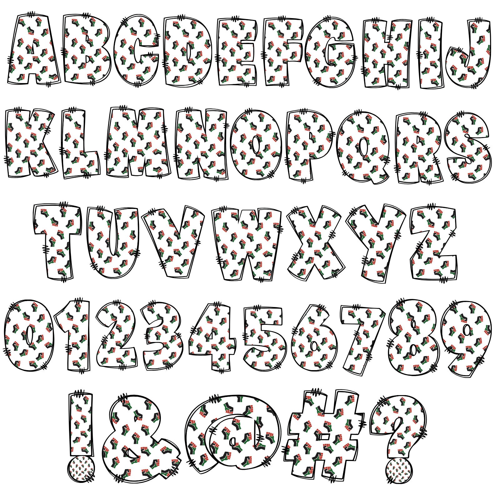 Juneteenth Alphabet Bundle Png, Western Small & Capital