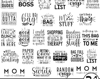 24 Tote Bag Quotes Svg Bundle, Funny Quotes svg,  Funny tote bag Svg, Tote Bag Png, Funny tote bag sayings Svg,Digital Files
