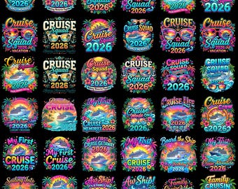 45 Cruise 2026 Quotes Bundle, Cruise Vacation PNG, Family Cruise Trip Design, Cruise Squad Graphics, Tropical Travel PNG, Digital Download