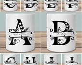 26 Floral Alphabet Svg Bundle, Alphabet Mug Wrap, Sublimation Clipart, Personalized Gift, Flower Letters A to Z Png, Digital Download