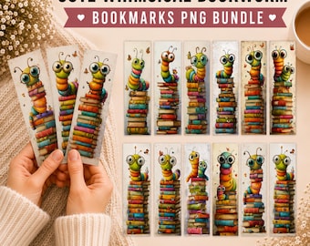 Marcapáginas adorables y originales para amantes de la lectura, marcapáginas imprimible en formato PNG, manualidad de lectura para niños, idea de regalo para marcapáginas, divertidos diseños de sublimación para marcapáginas.