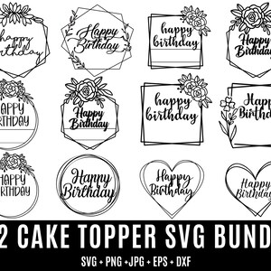 Bundle de svg de gâteau d'anniversaire, joyeux anniversaire de gâteau, de gâteau pour cnc, cercle cadre svg, svg cadre couronne, fichiers svg pour cricut
