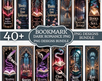 Dark Romance Bookmarks PNG Bundle, Gothic Fantasy Bookmarks PNG, Tarot Card Inspired Bookmarks, Printable Skull Bookmarks, Dark Aesthetic