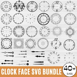 Paquete de SVG de más de 40 esferas de reloj, números de reloj, reloj con números romanos, SVG de reloj, clipart de esfera de reloj, plantilla de esfera de reloj, silueta cortada con Cricut SVG