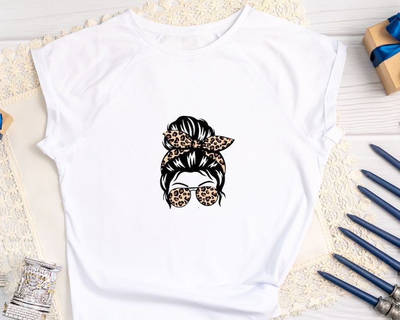 Leopard Messy Bun SVG, Mom Life SVG, Leopard Messy Bun haar svg, Messy Bun schedel svg, Messy Bun Cut bestand Cricut, Silhouet, Dxf, Svg afbeelding 6