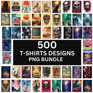 500 T-Shirt Designs Bundle, 3D Cute Cartoon Animals, Vintage Cars, Lions & Colorful Characters Stylish PNG T-Shirts for Kids, Men, and Women