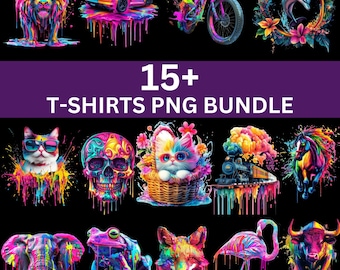 15+ T Shirts Designs Bundle, Unique T Shirt Png, Colorful and stylish Tshirt Design T-Shirts For Men Woman And Kids, Digital Download