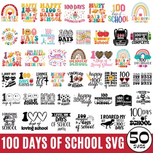 100 Days of School SVG Bundle, Happy 100 Days of School, 100 Days Brighter, Back to School svg Bundle, School Bundle svg, School Shirt SVG