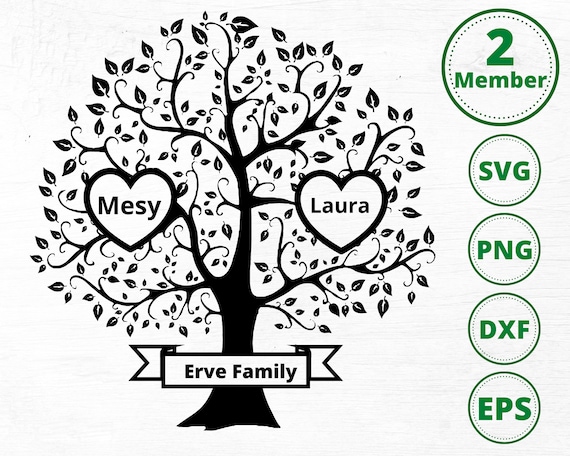 Family Tree Svg 2 Members Family Heart Tree Svg Family | Etsy