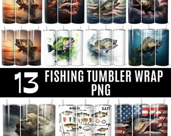Pacchetto PNG di Fish Tumbler Wrap, Fishing Life 20 oz Skinny Tumbler, Bass Fish Tumbler Wrap, Bass Fishing Tumbler, Download digitale