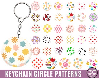 Round Keychain SVG Bundle, Key Ring Svg, Acrylic Keychain svg, Keychain Pattern Svg, Round Pattern, circle keychains, circle svg, Cut File