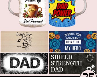 25 Dad Mug Wrap Designs PNG, Father’s Day Mug Sublimation Bundle, Coffee Mug Wraps for Dad, Super Dad Printable Designs, Digital Download