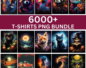 6000+ T-Shirt Designs Bundle, Colorful Tshirt PNG, Artistic T-Shirt Designs, Modern T-Shirt for Men Woman Kids, Digital Download