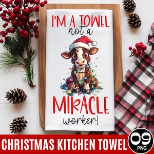 09 Funny Christmas Kitchen Towel PNG, Kitchen Towel Sublimation, Cute Christmas Kitchen Tea Towel, Dish Towel Christmas Sayings Digital