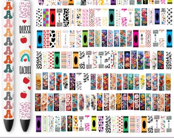 118 Pen Wraps Mega SVG Bundle, Teacher Pen Wrap, Glitter Pen patterns svg, epoxy glitter pen wrap svg, Pen Wrap Waterslides, Epoxy Pen Wraps