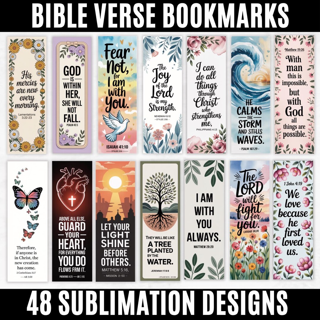 Scripture Embeded Bookmarks 40 Bible Verse Bookmarks Bundle, Christian Scripture Reading Set ...