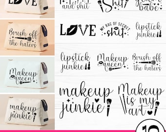 Pacote de bolsa de maquiagem SVG, Bolsa de maquiagem engraçada Svg, Pacote de ditados de bolsa de cosméticos, Citações de maquiagem Svg, Citações de beleza, Batom svg