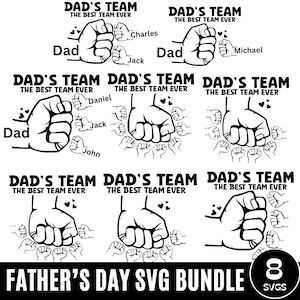 Paquete del mejor papá del equipo de papá, 1-8 Día del padre con golpes de puño, sudadera de papá, Huellas de manos Día del Padre Png, Manos familiares con golpes de puño Svg