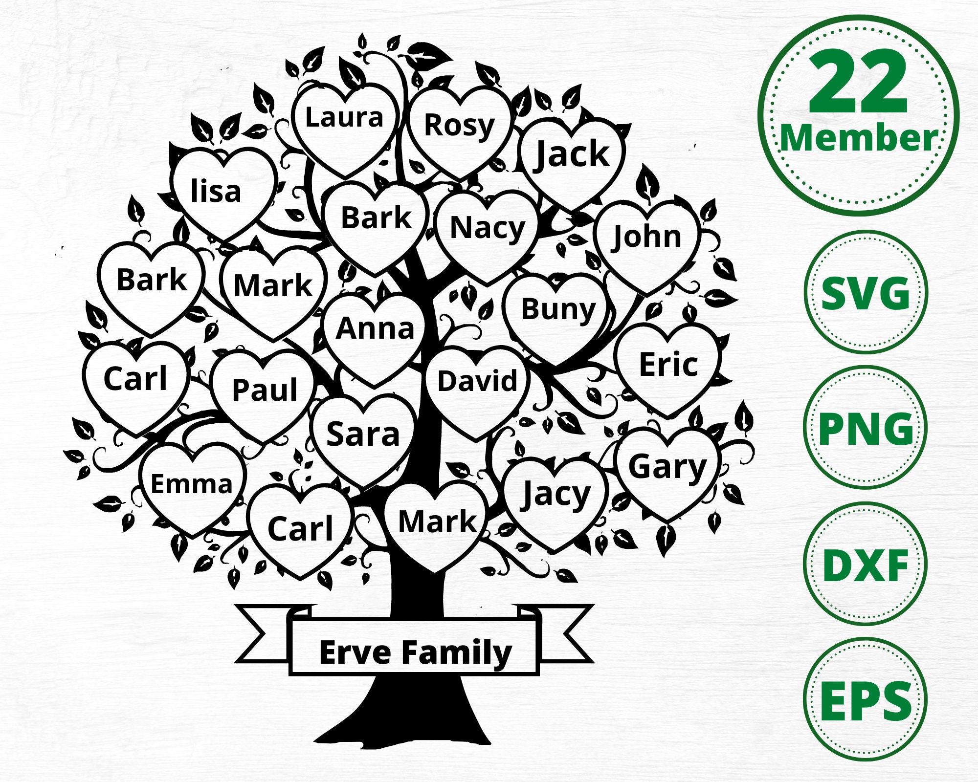 Family Tree Svg 22 Members Family Reunion Svg Tree of Life - Etsy