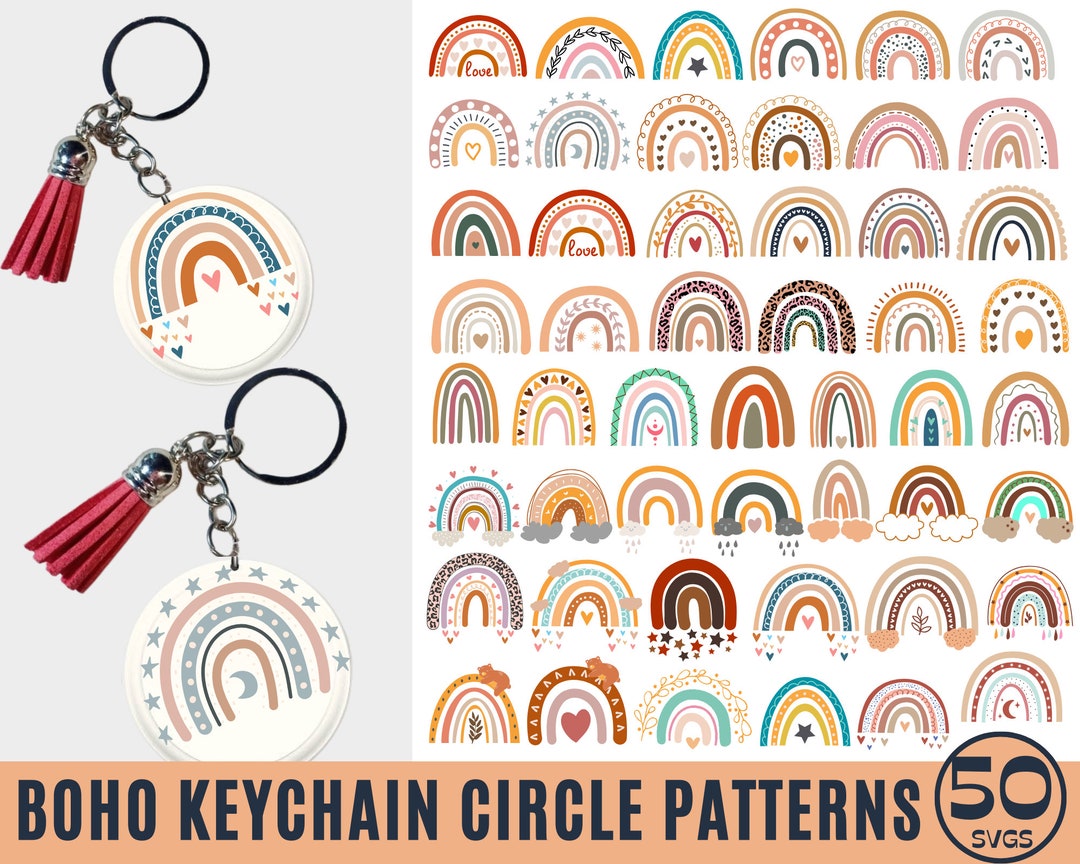 Keychain SVG Bundle, Boho Keychain SVG, Keychain Pattern Svg, Round ...