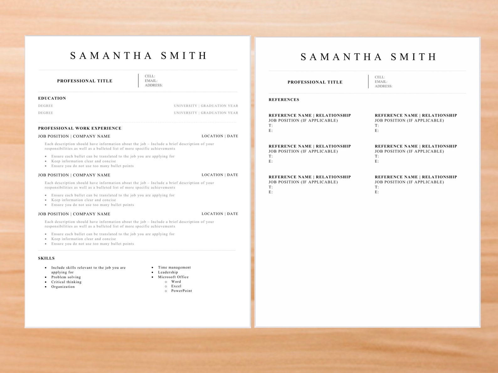 Professional Modern ATS Friendly Resume Template With Reference Page