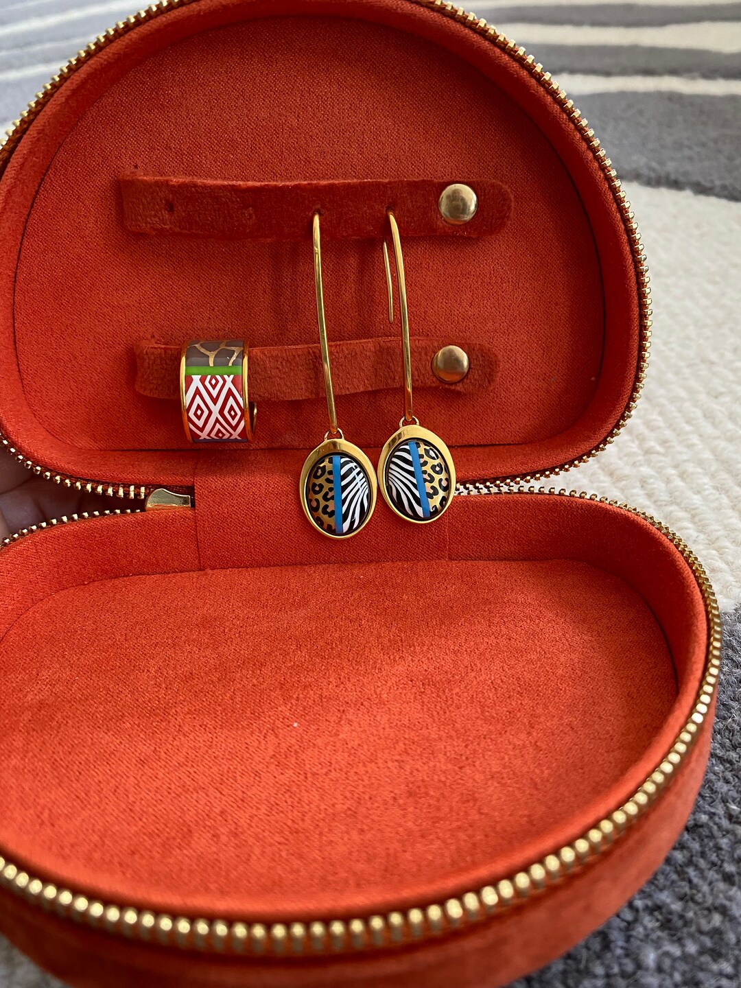 Velvet Terracotta Jewelry Box Jewelry Travel Case Velvet Etsy