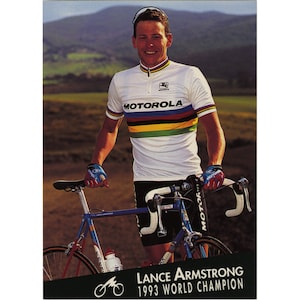 Champion du monde Lance Armstrong - Motorola Cycling Team - Carte postale de champion du monde 1993, édition originale vintage par équipe