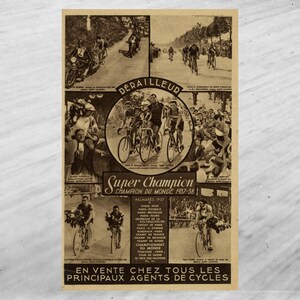 Vintage Radsportpostkarte, französisches Original 1900s, Sportfoto-Postkarte, Super Champion Derailleur Postkarte, zuerst bei der Tour 1937 verwendet
