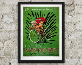 Cycling Poster, Cycles Wonder c.1920 - Art Deco Bicycle Art Print