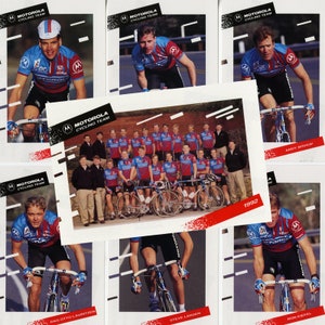 Motorola Cycling Team - Lot de 19 cartes postales de l'équipe 1992, édition originale de l'équipe vintage