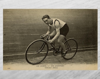 Vintage Cycling Postcard: 1900s French Sports Photo, Victor Thuau