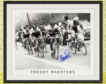 Freddy Maertens Signed Cycling Lithograph: World Champion, Limited Edition
