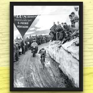 Giro d'Italia 1960, Paso Gavia, Impresión fotográfica en bicicleta