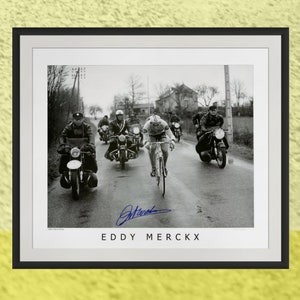 Eddy Merckx Signed Print- Paris-Nice 1967, 24 x 20 Inch Cycling Photo, Limited Edition