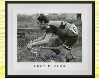 Eddy Merckx z autografem – Paryż-Roubaix 1973, zdjęcie kolarskie 24 x 20 cali, edycja limitowana