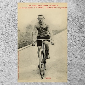 Vintage Radsportpostkarte, französisches Original 1900s, Sportfoto-Postkarte, Otto Meyer, 1909 Deutscher Vitesse-Meister, Sammlung Bocquillion