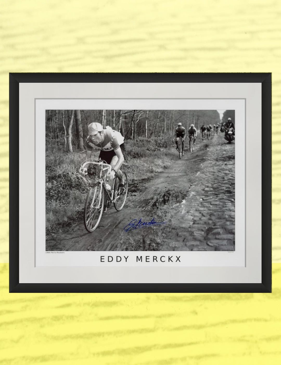 Eddy Merckx Signed Print - Paris-roubaix 1969, 20 X 16 Inch