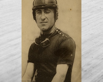 Vintage Henri Breau Cycling Postcard: French Stayer Racer, 1900s
