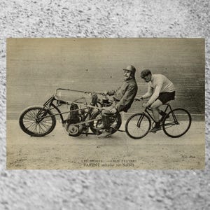 Vintage Cycling Postcard, French 1900s original, Geroges Parent, antique retro bike sports photo postal card, ND Phot Les Sports Card #260