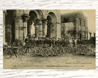 Vintage French Cycling Postcard: Le Club Touriste d'Orleans, 1910