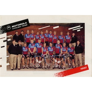Motorola Cycling Team - Carte postale avec photo de l'équipe 1992, édition originale de l'équipe vintage