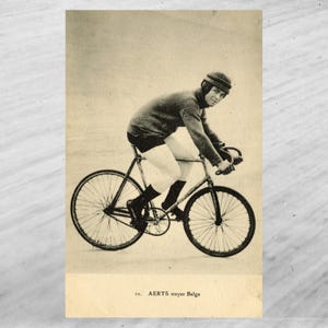 Vintage Radsportpostkarte, französisches Original 1900s, Sportfoto-Postkarte, Jean Aerts, Sieger von 11 Tour de France-Etappen, Stayer Racer