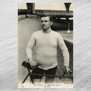 Vintage Radsport-Postkarte, französisches Original 1900s, Sport Foto Postkarte, Louis Gronga (BEL), ND Phot Les Sports Card Series #268