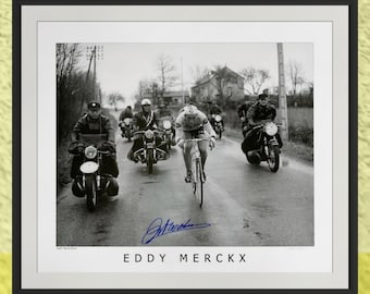 Eddy Merckx Signed Print- Paris-Nice 1967, 24 x 20 Inch Cycling Photo, Limited Edition