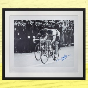 Bernard Hinault signierter Druck - Weltmeister 1980, Radsportfoto, Tour de France Sieger, 60 x 50 cm