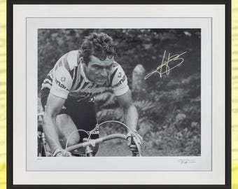 Bernard Hinault Signed Lithograph: 1979 Tour de France Cycling Photo