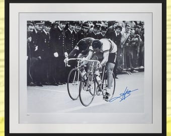Bernard Hinault Signed Cycling Lithograph: 1980 World Champion, Limited Edition (24 x 20 Inch)