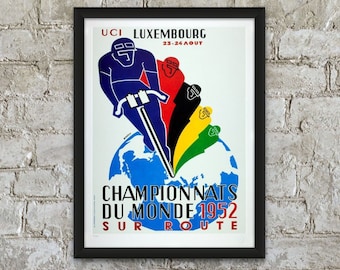 1952 Cycling World Championships Poster: Mid-Century Modern Art