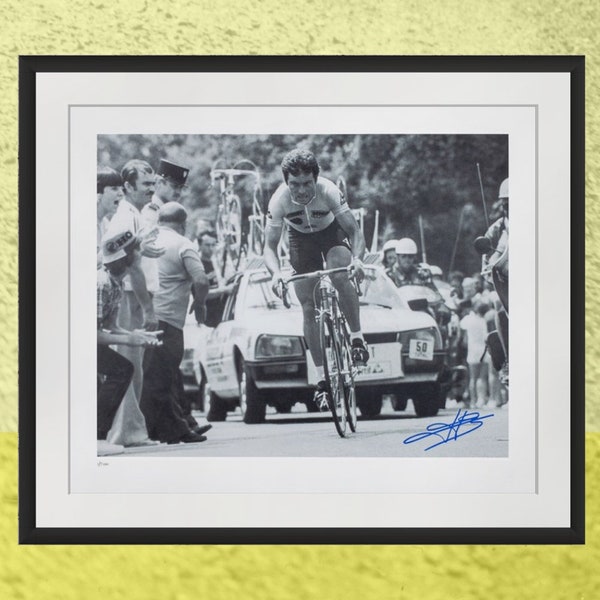 Bernard Hinault Impression signée - Tour de France 1982, photo de cyclisme 24 x 20 pouces, édition limitée à 500 exemplaires