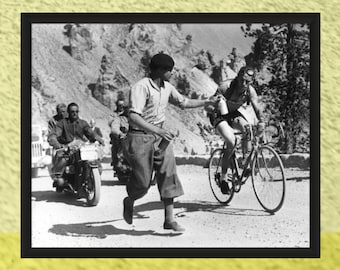Tour de France 1951, Hugo Koblet na przełęczy Col d'Izoard, kolarstwo, wydruk artystyczny